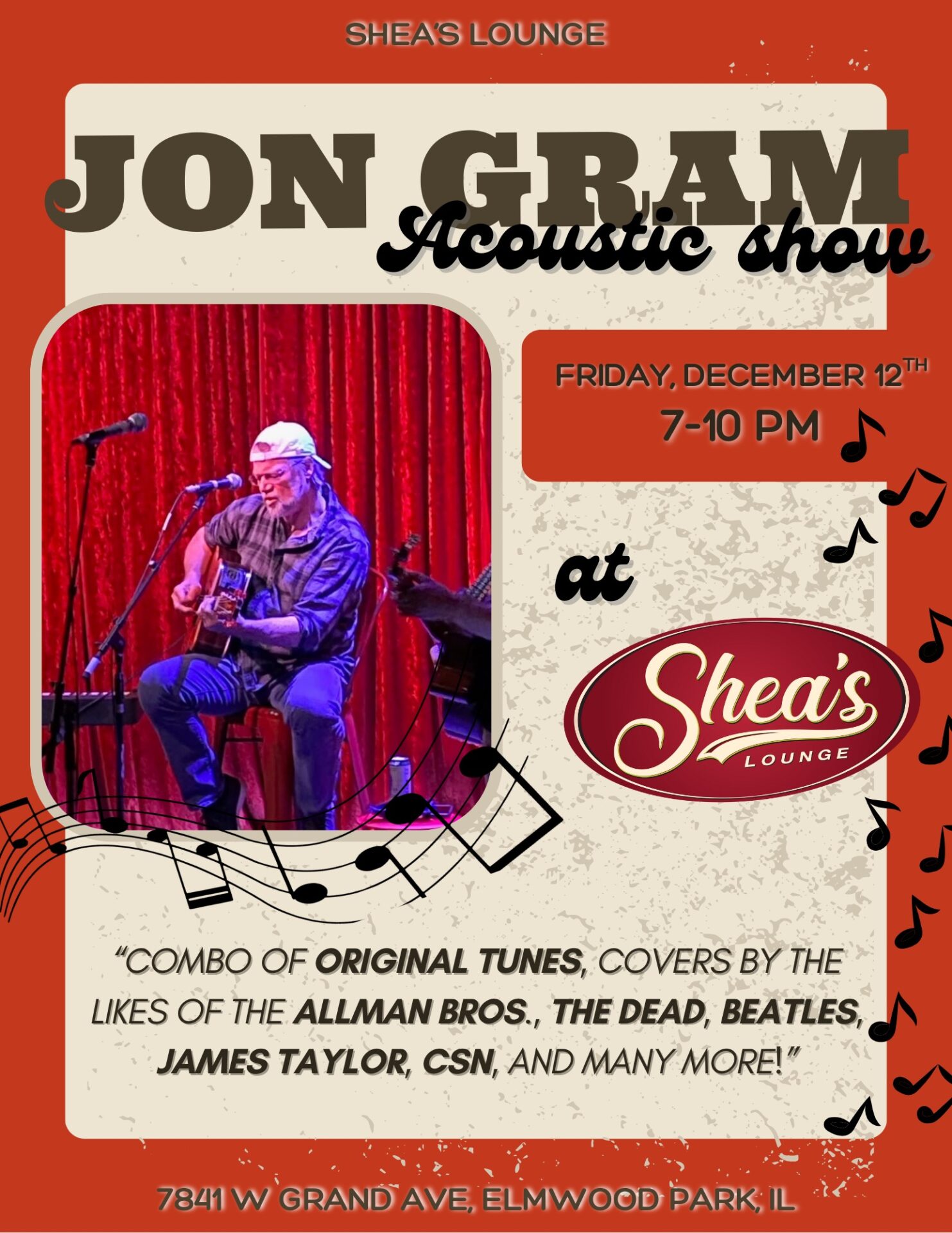 Red Beige Retro Music Festival Flyer - 1 | Shea's Lounge